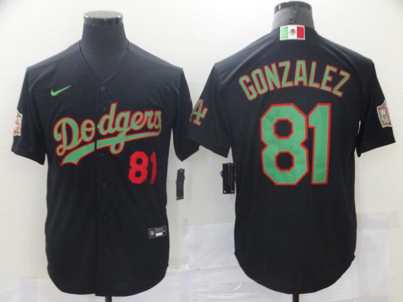 Men Los Angeles Dodgers #81 Gonzalez Black Game 2021 Nike MLB Jersey